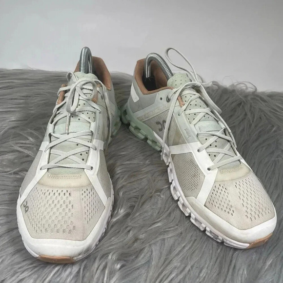 On Running Cloudflow Womens Size 9 Shoes White Green Athletic Running Sneakers - Picture 8 of 10